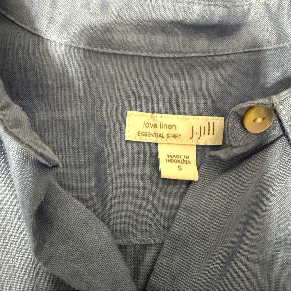 J. Jill Love Linen Essential Shirt Long Sleeve Button Up Women’s Size Small Blue - Picture 2 of 6